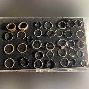 34 piece stackable rings, silver & gold